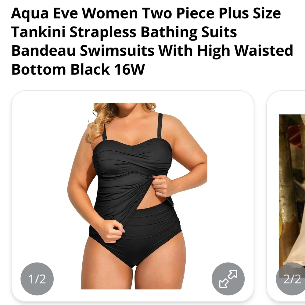 AQUA EVE - 16W Elegant Black Women's Swimwear - Picture 10 of 11